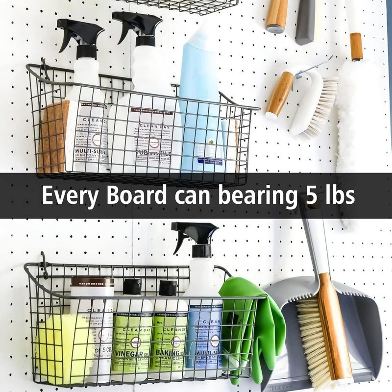 Lansi 4Pcs Peg Board Panels, White ABS Pegboard Wall Mount, Easy Installation for Craft Room, Garage, Kitchen, Workshop - Image 4